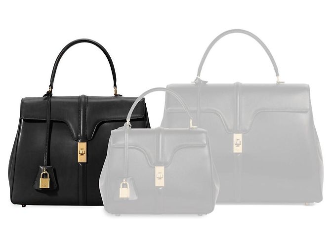 Borsa 16 Medium Céline Nera in Vitello Satinato Nero - vista 12