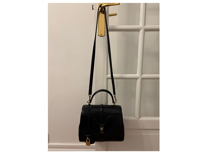 Borsa 16 Medium Céline Nera in Vitello Satinato Nero - vista 5