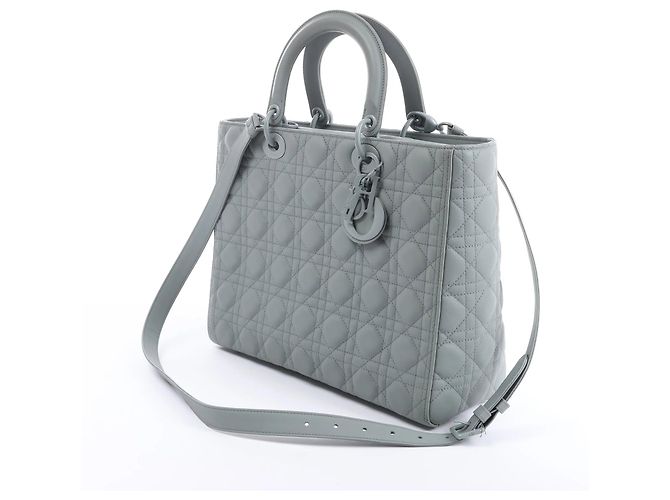 Bolso de mano 2Way Lady Dior Large en piel Cannage Gris - vista 2
