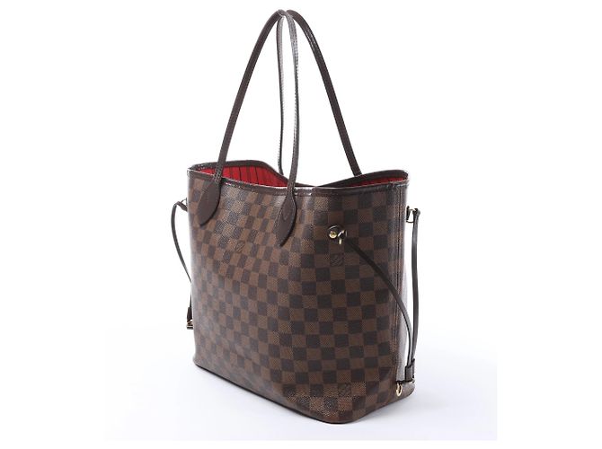 Borsa a Spalla Louis Vuitton Neverfull MM Damier Ebene Marrone N51105 Rosso - vista 4