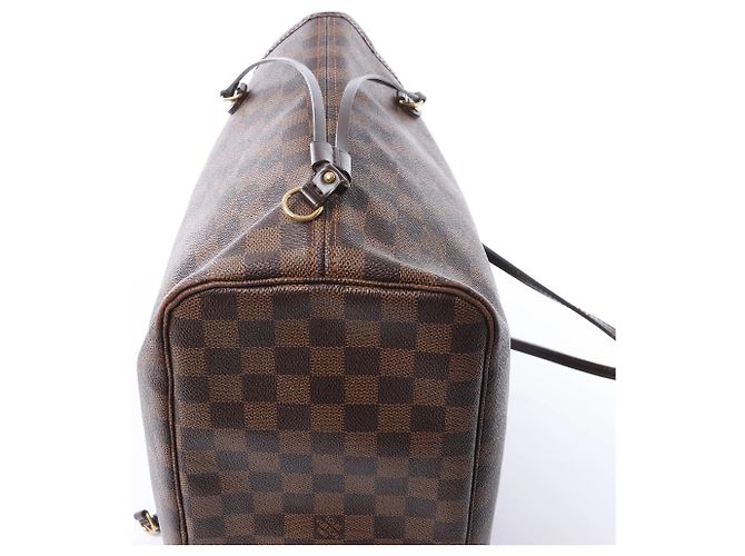Borsa a Spalla Louis Vuitton Neverfull MM Damier Ebene Marrone N51105 Rosso - vista 8