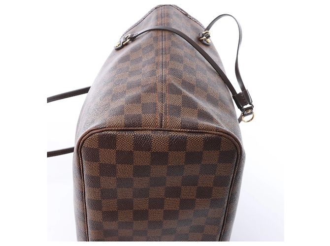 Borsa a Spalla Louis Vuitton Neverfull MM Damier Ebene Marrone N51105 Rosso - vista 9
