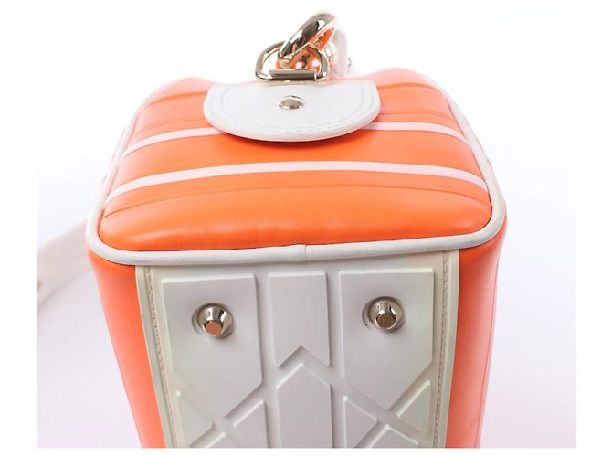 Piccola borsa bowling Dior Vibe con zip in arancione - vista 9