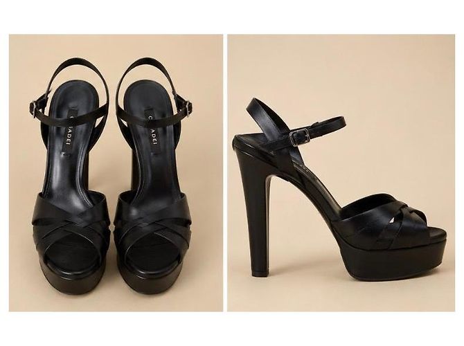 Casadei Sandali con plateau in pelle nera Nero - vista 4
