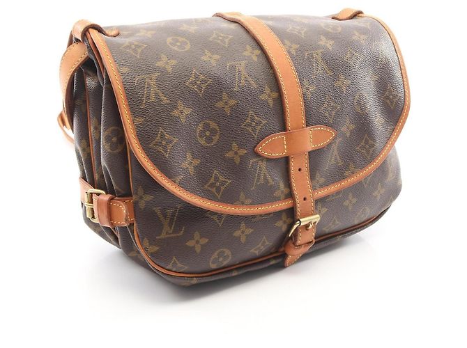 Borsa a Spalla Louis Vuitton Saumur 30 Monogram Marrone Monogramma - vista 2