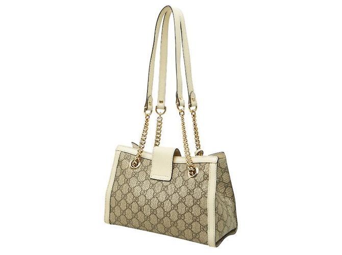 Padlock Borsa a tracolla Gucci GG Supreme con catena e lucchetto Beige Crudo - vista 2