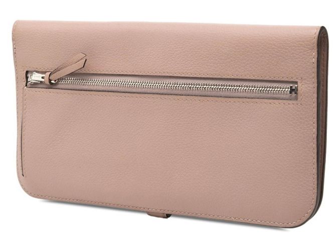Cartera larga Dogon de Hermès en rosa - vista 2