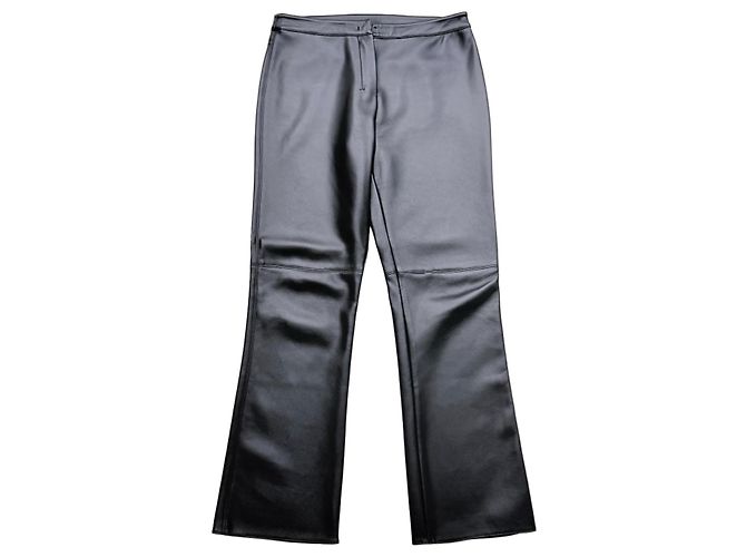Autre Marque S Max Mara Bootcut Hose aus schwarzem Kunstleder - Ansicht 2