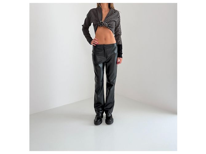 Autre Marque S Max Mara Bootcut Hose aus schwarzem Kunstleder - Ansicht 4