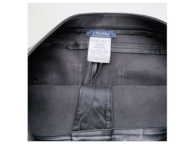 Autre Marque S Max Mara Bootcut Hose aus schwarzem Kunstleder - Ansicht 6