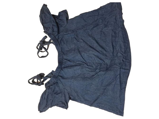 J Brand Top in lino blu spalle scoperte - vista 2
