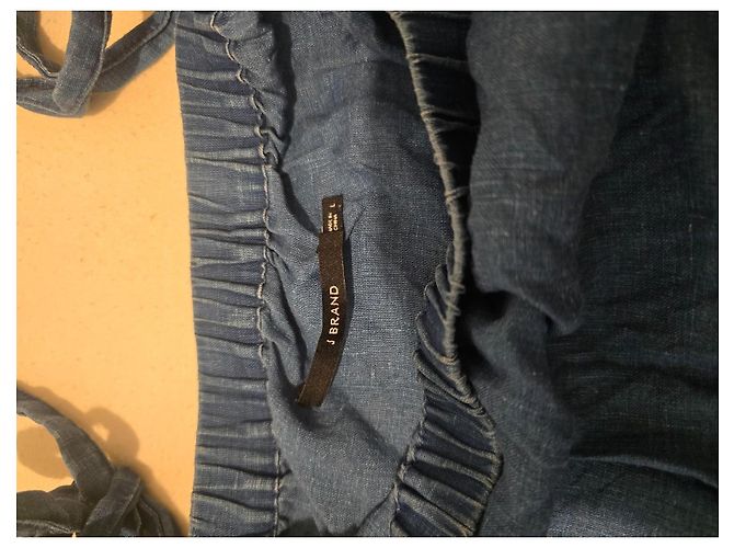 J Brand Top in lino blu spalle scoperte - vista 3