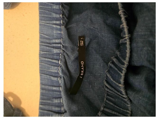 J Brand Top in lino blu spalle scoperte - vista 4