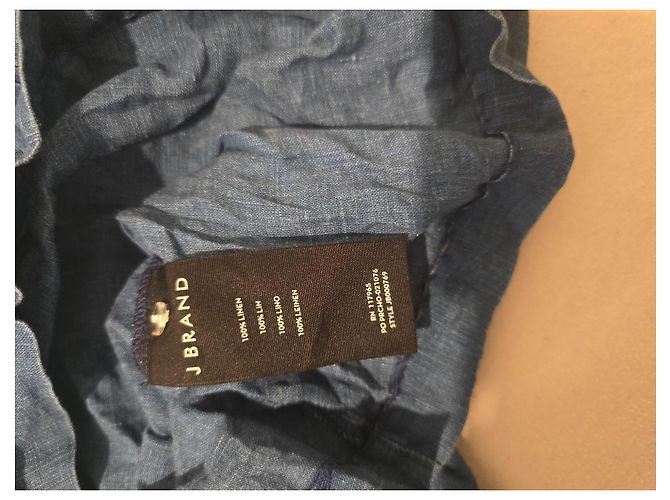 J Brand Top in lino blu spalle scoperte - vista 5