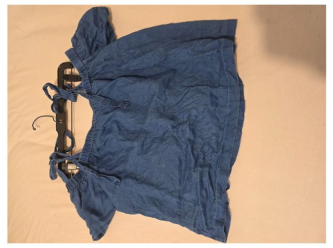 J Brand Top in lino blu spalle scoperte - vista 6
