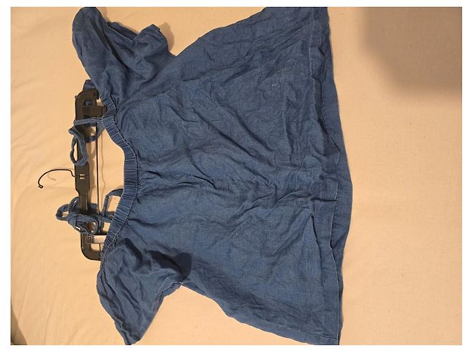J Brand Top in lino blu spalle scoperte - vista 7