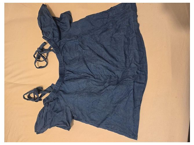 J Brand Top in lino blu spalle scoperte - vista 9