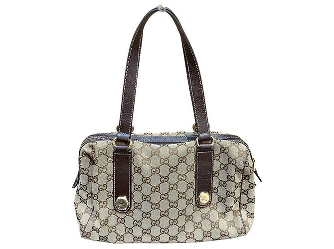 Borsa a mano Gucci GG Canvas e pelle Marrone Beige - vista 2