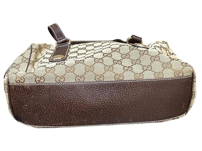 Borsa a mano Gucci GG Canvas e pelle Marrone Beige - vista 3