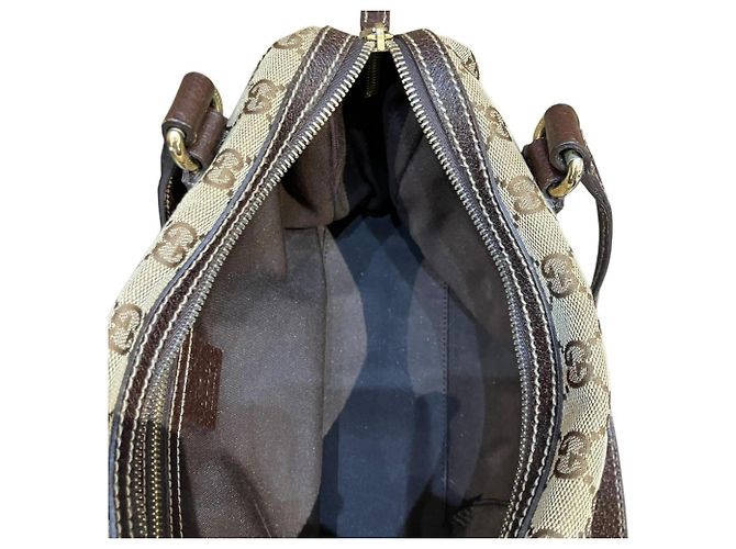Borsa a mano Gucci GG Canvas e pelle Marrone Beige - vista 6