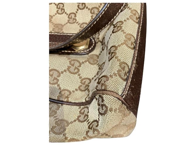 Borsa a mano Gucci GG Canvas e pelle Marrone Beige - vista 7