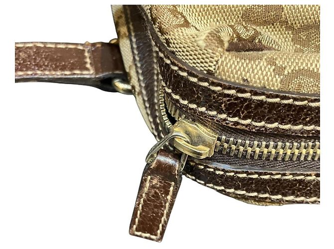 Borsa a mano Gucci GG Canvas e pelle Marrone Beige - vista 9