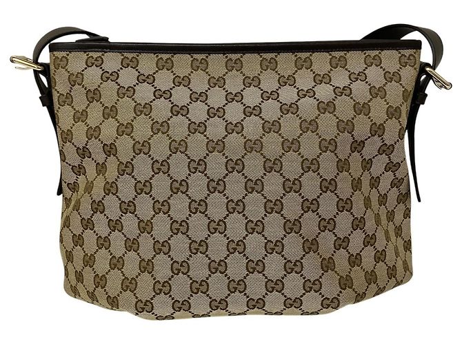 Borsa a tracolla Gucci GG Canvas e pelle Marrone Beige - vista 2