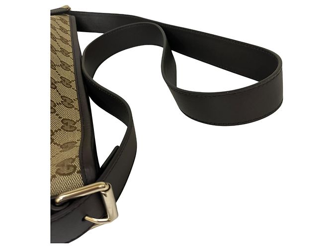 Borsa a tracolla Gucci GG Canvas e pelle Marrone Beige - vista 7