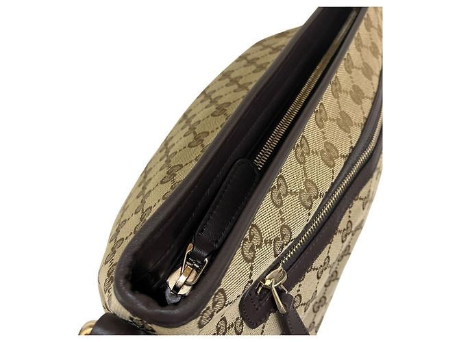 Borsa a tracolla Gucci GG Canvas e pelle Marrone Beige - vista 8
