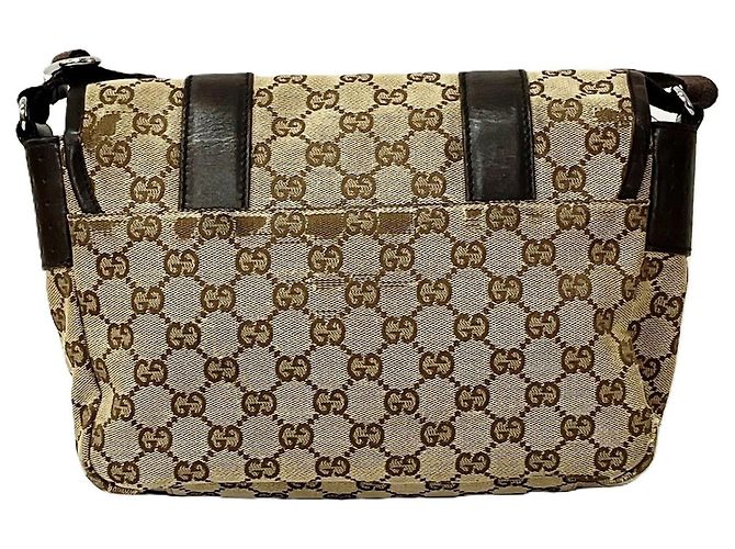 Borsa a tracolla Gucci GG Canvas e pelle Marrone Beige - vista 2