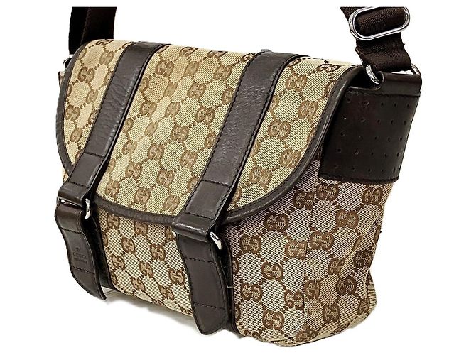 Borsa a tracolla Gucci GG Canvas e pelle Marrone Beige - vista 6