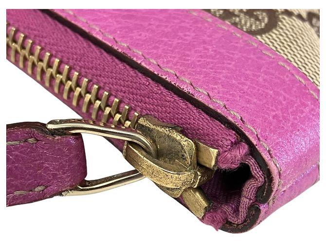 Borsa a mano Gucci in tela GG e pelle Rosa Beige - vista 7