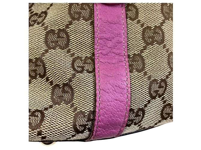 Borsa a mano Gucci in tela GG e pelle Rosa Beige - vista 9
