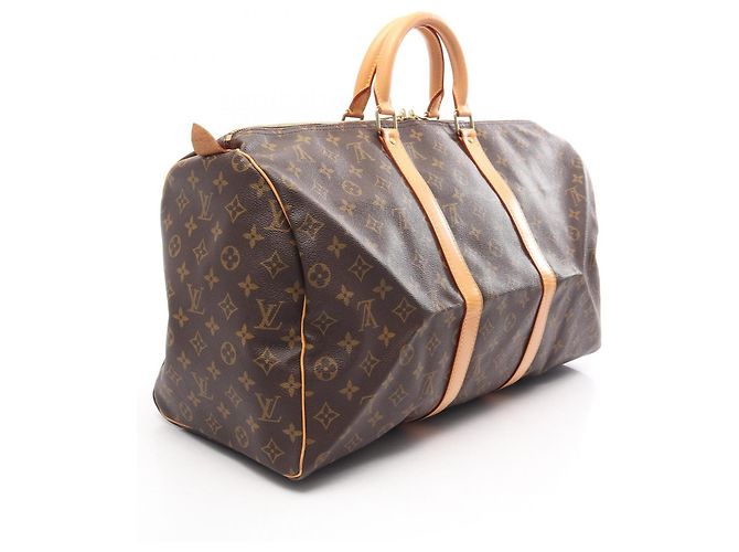 Borsa Boston Louis Vuitton Keepall 50 Monogram Marrone Monogramma - vista 2