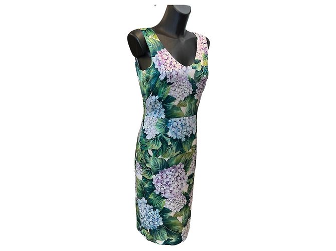 Dolce & Gabbana Abito in seta Dolce&Gabbana con stampa floreale verde e rosa - vista 2