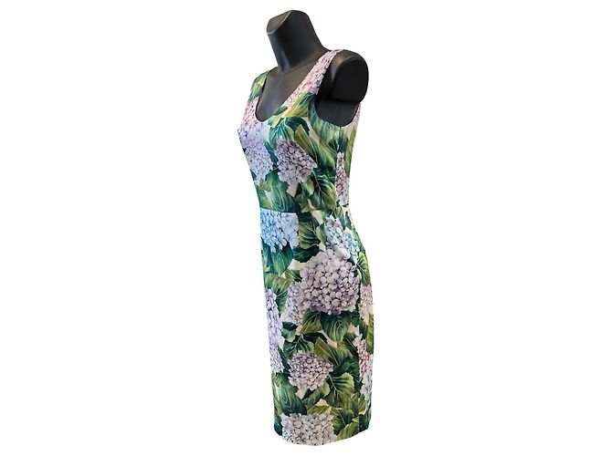 Dolce & Gabbana Abito in seta Dolce&Gabbana con stampa floreale verde e rosa - vista 3