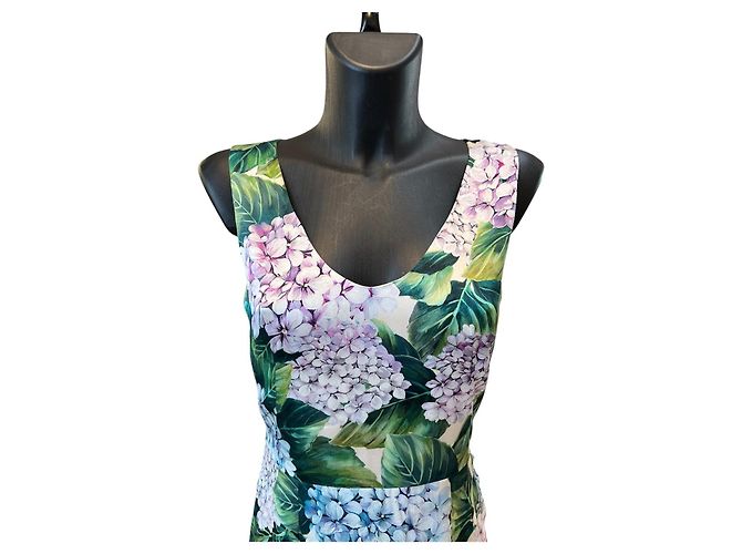 Dolce & Gabbana Abito in seta Dolce&Gabbana con stampa floreale verde e rosa - vista 4