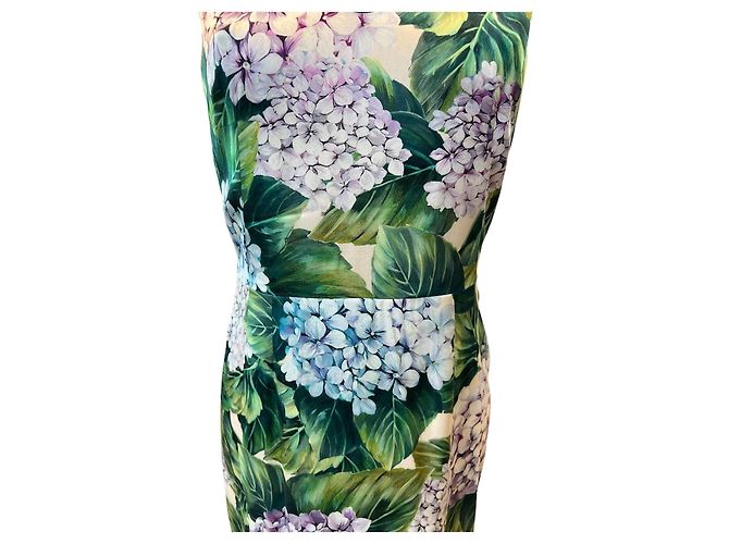 Dolce & Gabbana Abito in seta Dolce&Gabbana con stampa floreale verde e rosa - vista 5