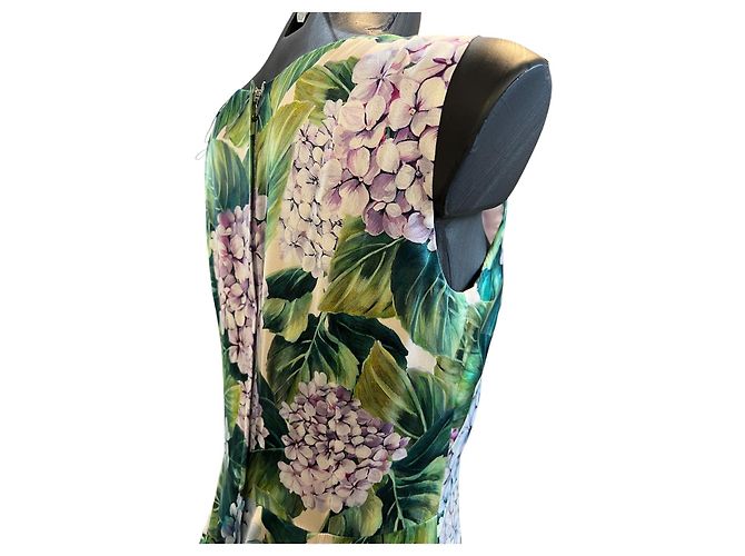 Dolce & Gabbana Abito in seta Dolce&Gabbana con stampa floreale verde e rosa - vista 6