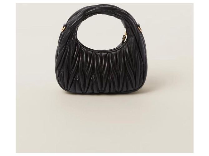 Miu Miu Borsa in Pelle Matelassé Nera Nero - vista 3