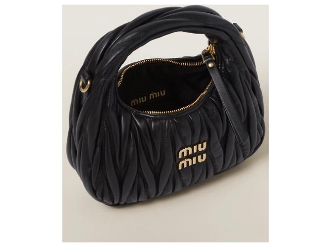 Miu Miu Borsa in Pelle Matelassé Nera Nero - vista 4