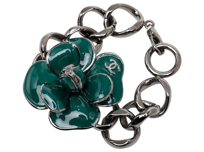 Bracciale a catena Chanel Coco Mark Camellia Verde - vista 2