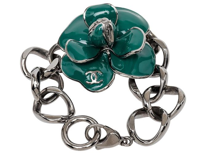 Bracciale a catena Chanel Coco Mark Camellia Verde - vista 3