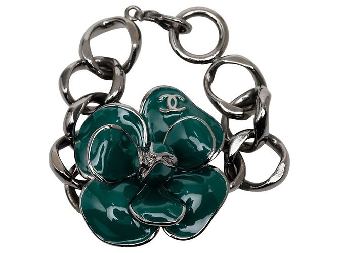 Bracciale a catena Chanel Coco Mark Camellia Verde - vista 4