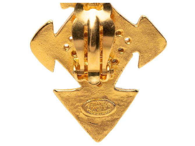 Orecchini vintage Chanel Coco Mark Cross Motif D'oro - vista 3