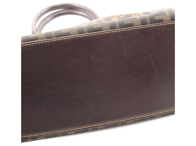 Borsa Fendi Zucca marrone e nera in pelle e tela Nero - vista 11