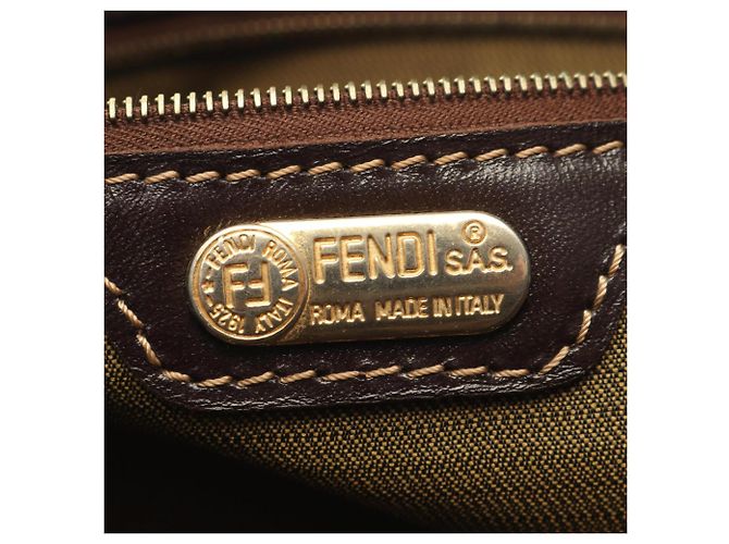 Borsa Fendi Zucca marrone e nera in pelle e tela Nero - vista 4