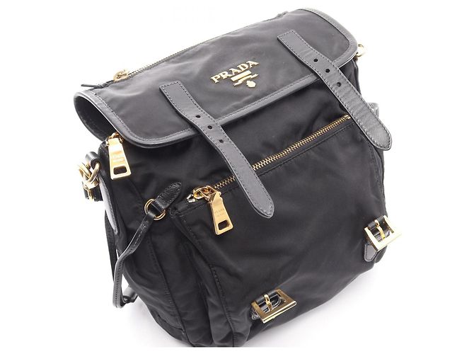 Saffiano Prada Logo Schultertasche Schwarz - vista 10