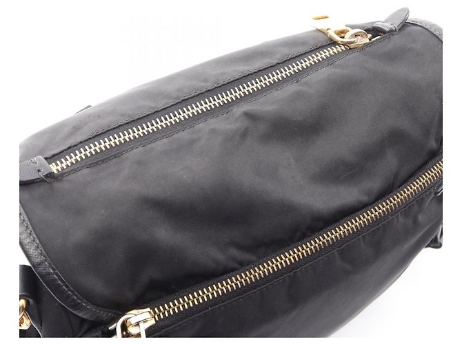 Saffiano Prada Logo Schultertasche Schwarz - vista 6