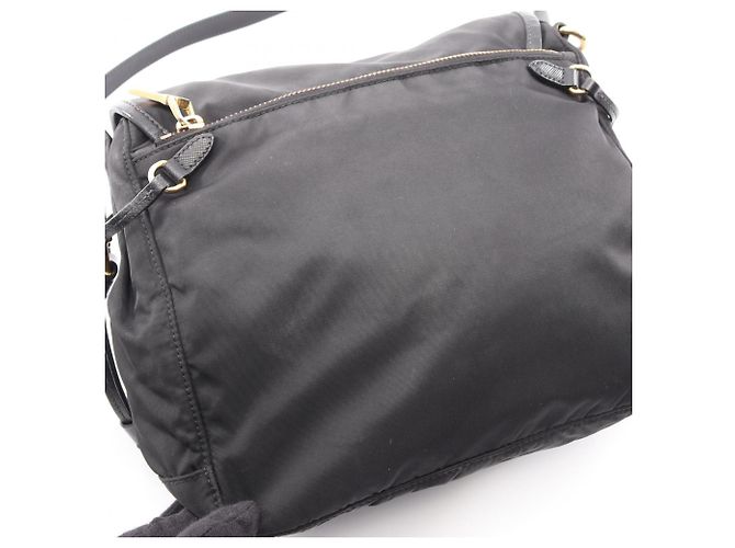 Saffiano Prada Logo Schultertasche Schwarz - vista 8